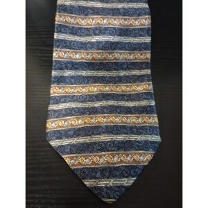 Geoffrey Beene 100% Silk Tie Made in Italy Blue Paisley Stripe Classic Width...‎